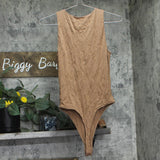 Bar III Womens Crewneck Crepe Bodysuit 100135082 Library Oak Brown L
