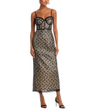Aqua Womens Lace Bustier Sleeveless Midi Dress DI10676BL Black XL