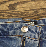 Future Collective Womens Mid-Rise Studded Barrel Leg Jeans Blue Denim 10