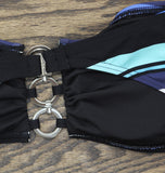 Michael Michael Kors Womens Ring Accent Bandeau Bikini Top Black Blue Multi L