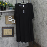 24Seven Comfort Apparel Womens Knit Tunic Half Sleeve Plus Size Top Black 1X