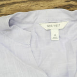 Nine West Womens Rolled Cuff Belted Woven Romper Blue M