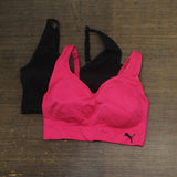 Puma Ladies 2-Pack Padded Womens Sports Bra 1344680 Black / Pink L