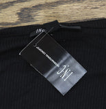 Inc International Concepts Ruched Long Sleeve Ribbed Henley Top Deep Black M