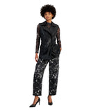 Bar III Womens Petite Faux-Leather Notched Collar Belted Vest Black PM