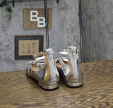 INC International Concepts Valan Triple-Strapped Flats Sandals Silver Gray 7.5M