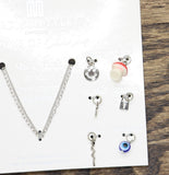 Madison Tyler & Match 12 Days of Charms Chain Necklace Set Silver Gray Multi 16"