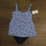 Swim Solutions High-Low Double-Tier One-Piece Swimsuit Amalfi Coast Blue Multi 8