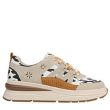 Blowfish Malibu Platform Sneaker with Chunky Sole Tan / Gold Multi Suede 6.0 M