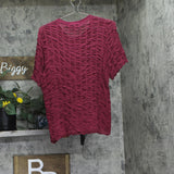 DKNY Textured Ruched Superfine Texture Top P52SAW83 Beet Red L