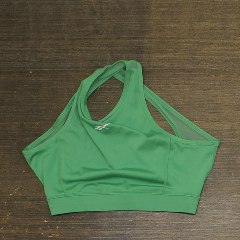 Reebok Womens Halted Unlined Open Mesh Back Sports Bra Green XS
