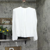Sam & Jess Womens Woven Petite Puff-Sleeve Top New Ivory Off White PL