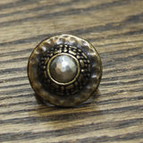 Premier Designs Pressed Round Textured Gladiator Shield Ring Gold Yellow 6.5
