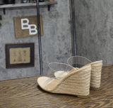 A New Day Womens Ansel Double Band Open Toe Wedge Heels 93320229 Tan Brown 6.5M