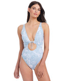 Sanctuary In The Meadow V-Wire One Piece Swimsuit SAIT25296 Multi Blue L