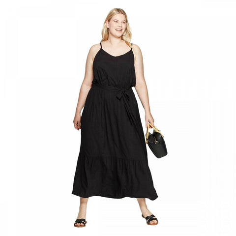 Ava & Viv Women's Plus Size Sleeveless V-Neck Maxi Dress 00559275 Black 2X
