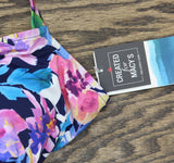 Swim Solutions Swan Triple-Tiered Tankini Swim Top Navy Floral Print Multi 16