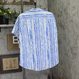 Coniglio Palm Beach Linen Blend Short Sleeve Shirt Wiggle Blue