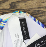 La Blanca V-Neck Halter Tankini Swimsuit Top Flor De Paradiso White Multi 10