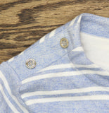Karen Scott Short Sleeved Striped Boat Neck Top Light heather Blue XL