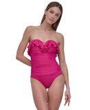 DKNY Tummy Control One Piece Swimsuit Wildberry Pink Purple M