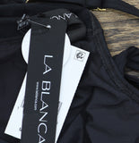 La Blanca Womens Standard One Shoulder Keyhole Tankini Swimsuit Top Black 4