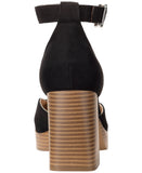 Sun + Stone Leoniee Ankle-Strap Platform Dress Sandals Black Microsuede 9M