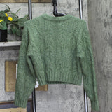 Universal Thread Cozy Knit Ribbed Cable Crewneck Pullover Sweater Green XS
