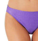 California Waves Metallic Shine Hipster Bikini Bottoms Swimsuit Purple S