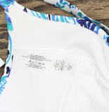 Island Escape Gemini V-Neck Underwire Bikini Swim Top Padded White Blue Multi 8