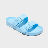 Shade & Shore Women's Neida EVA Two Band Footbed Slide Sandals Light Blue 8M