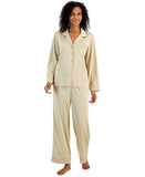 INC International Concepts Trim Satin Pajama Notched Shirt Top Safari Brown 2XL