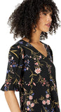 Cece Womens Short Sleeve Ruffled Garden Flora Knit Dress 7021719