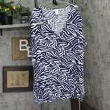 Anne Cole Womens Plus Size Zebra-Print Swim Cover Up Tunic Navy / White L/XL