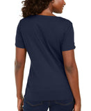 Karen Scott Womens Triple-Ring Cutout Top 100086242MS Navy Blue 2XL