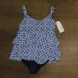 Swim Solutions High-Low Double-Tier One-Piece Swimsuit Amalfi Coast Blue 14