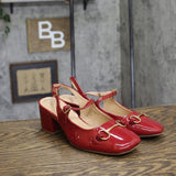 A New Day Square-Toe Mary Jane Block Heel Slingback 94305220 Red 7.5M