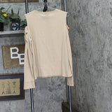 Tommy Hilfiger Womens Metallic Cold Shoulder T-Shirt J2IH6834 Camel Brown L