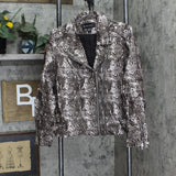 Colleen Lopez Faux Leather Motorcycle Moto Jacket Brown Snake Print 1X