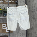 WYX Womens Vintage Denim Work Shorts Button Fly Distressed Light Blue 30