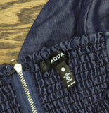 Aqua Womens Bandeau Denim Bustier Top IBO26714 Dark Indigo Blue L