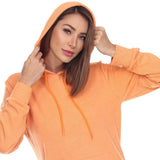 White Mark Hoodie Kangaroo Pocket V Neck Knit Sweatshirt Dress Orange L