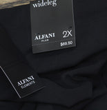 Alfani Womens Knit Stretch Pull On Wear to Work Wide Leg Pants Black 2X