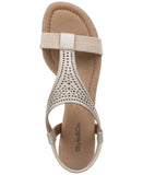 Style & Co. T Strap Elastic Wedge Sandals Platinum Gray / Tan Brown 6.5M