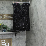 Bardot Womens Strapless Sleeveless Eleni Sequined Mini Dress Black S (US 4)