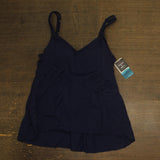 Swim Solutions Womens High-Low Tankini Top Swim Bikini 806843 Navy Blue 14