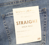 Gogo Jeans Distressed Frayed Straight-Leg Jeans Medium White Wash Blue 20W