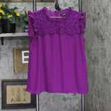 City Chic Sleeveless Ruffle Lace Front Blouse Top Purple 12W