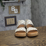 Lucky Brand Womens Elsie Double Band Round Toe Wedge Sandals Bone Brown 6M