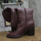 A New Day Rhonda Under-Knee Block Heel Boots 94637582 Burgundy Red 7M